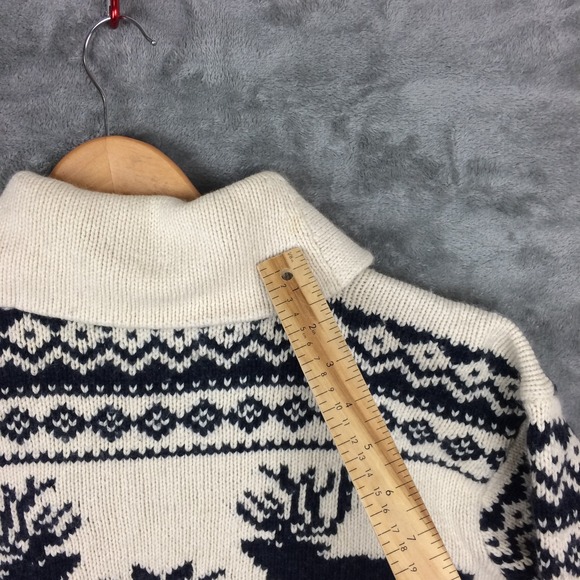 Polo Ralph Lauren Shawl Collar Sweater Mens L Reindeer Nordic Fair Isle Angora - Picture 13 of 15